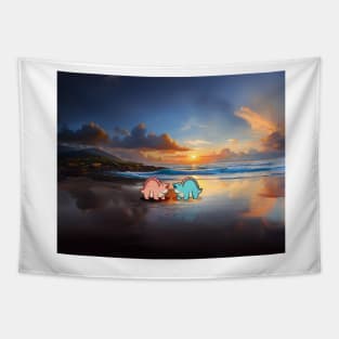 Couple Stegosaurus,  beach, Dino lovers, Dinosaur Tapestry