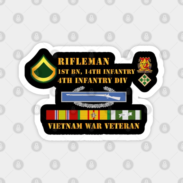 1st Bn 14th Inf - 4th ID - Rifleman - PFC - Vietnam Vet Magnet by twix123844