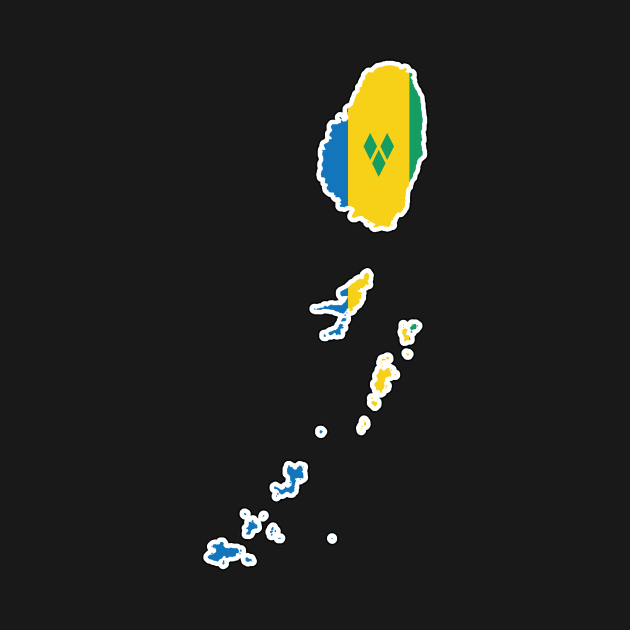 St Vincent and the Grenadines National Flag and Map by IslandConcepts