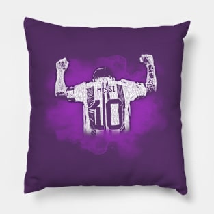 messi watercolor purple Pillow