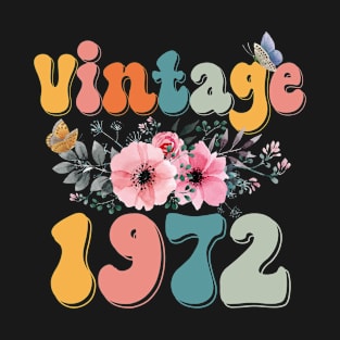 Vintage 1972 Floral Retro Groovy 51st Birthday T-Shirt