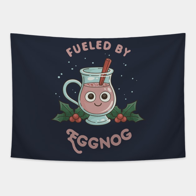 Christmas Eggnog "Fueled By Eggnog" Tapestry by dumbshirts