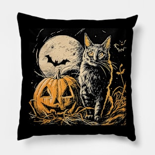 Vintage Halloween Black Cat Witch Retro Cute Thrift Store Super Cool Best Gift Pillow