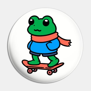 Frog on a Skateboard Pin