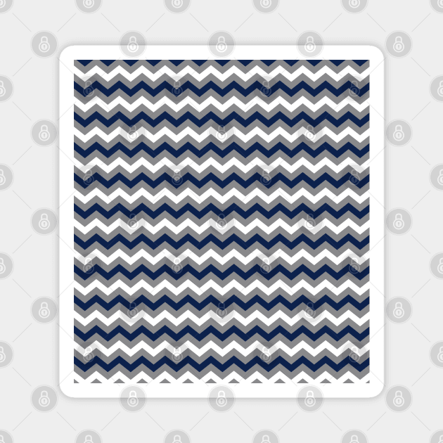 Navy Blue, Grey and White Chevron Zigzag Pattern Magnet by squeakyricardo