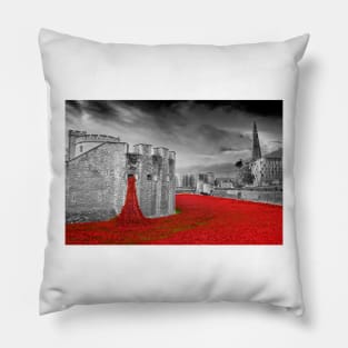 Tower of London Red Poppies Pillow