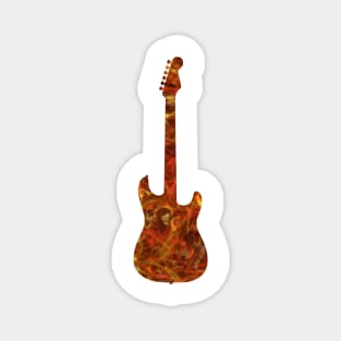 Red on Yellow Flame Guitar Silhouette Magnet