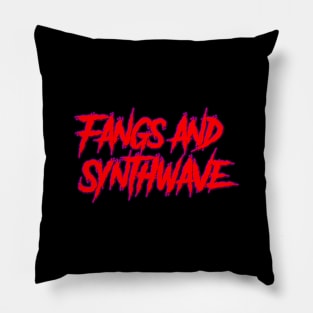 Fangs and Synthwave Big Red Logo Pillow