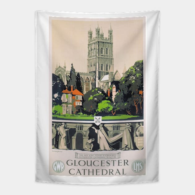 Gloucester Cathedral - GWR,LMS - Vintage Railway Travel Poster - 1923-1947 Tapestry by BASlade93