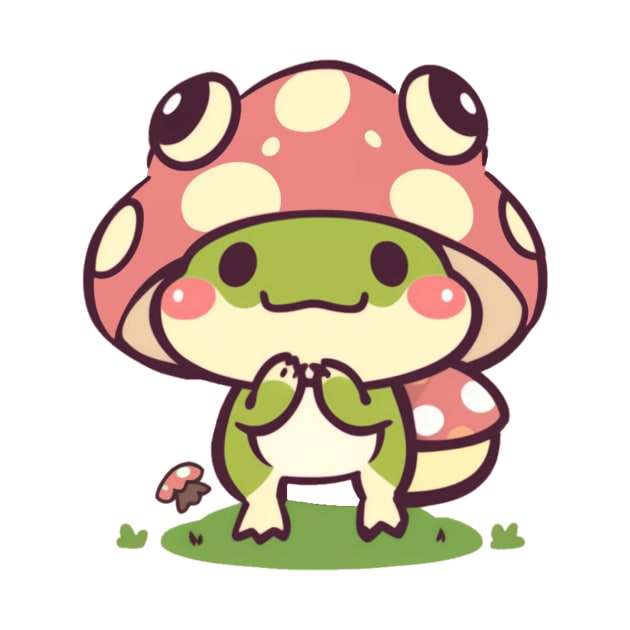 Frog with Red Mushroom Hat by peachycrossing