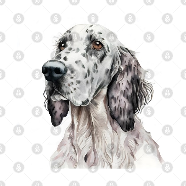 English Setter Dog Watercolor Portrait by designs4days