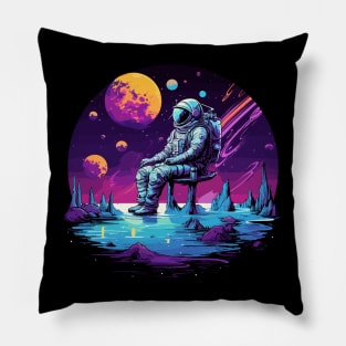 astronaut sitting on a planet Pillow