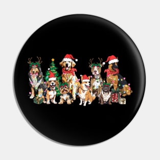 Christmas Lights Xmas Dog Tree Cute Funny Puppy Dogs Xmas Pin