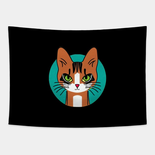 Brown cat illustration Tapestry by AnimallPlanet