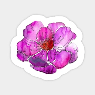 Watercolor peonies pink spring girly fuchsia magenta Magnet
