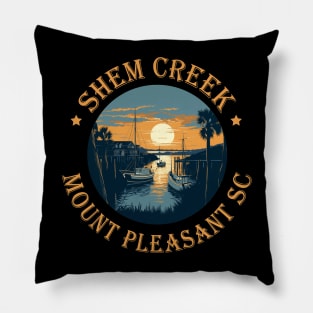 Shem Creek Sunset Mount Pleasant SC Gold Version Pillow