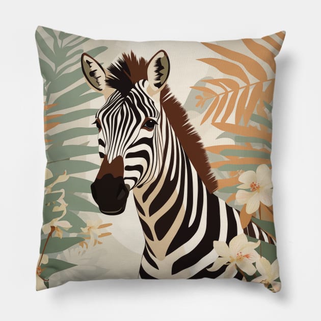 Zebra in the Jungle Pillow by JunkyDotCom