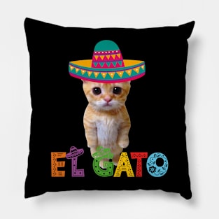 El Gato Meme Mexican Cat Latino Munchkin Kitty Cinco de Mayo Pillow