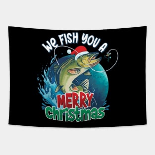 Fish You A Merry Christmas - Funny Fishing Christmas Design Tapestry