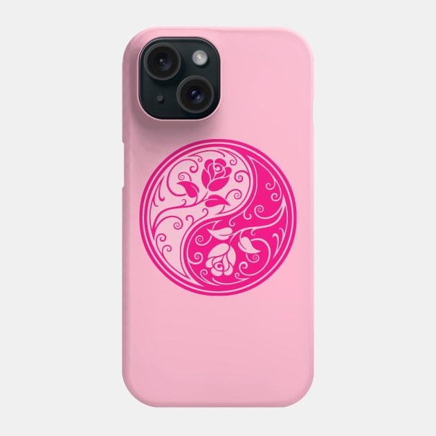 Pink Yin Yang Roses Phone Case by jeffbartels