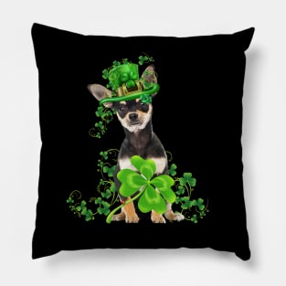 Lucky Chihuahua Dog Shamrock St Patrick's Day Pillow