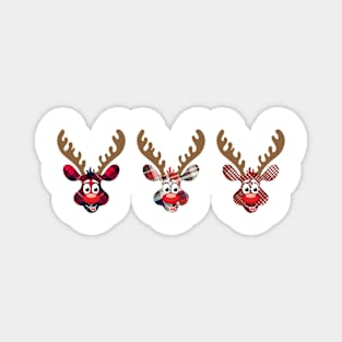 Christmas Tartan Reindeer Smiling Rudolph Magnet