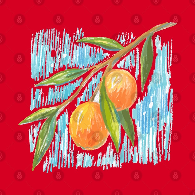 Orange Branch HAnd Drawn by Mako Design 