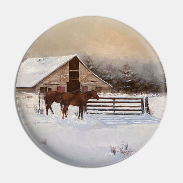 Horse by The Snow Barn Vintage Oil on Canvas Pin by Gallery Digitals