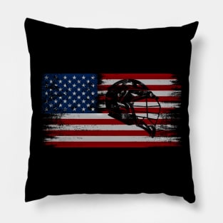 lacrosse american flag, Pillow