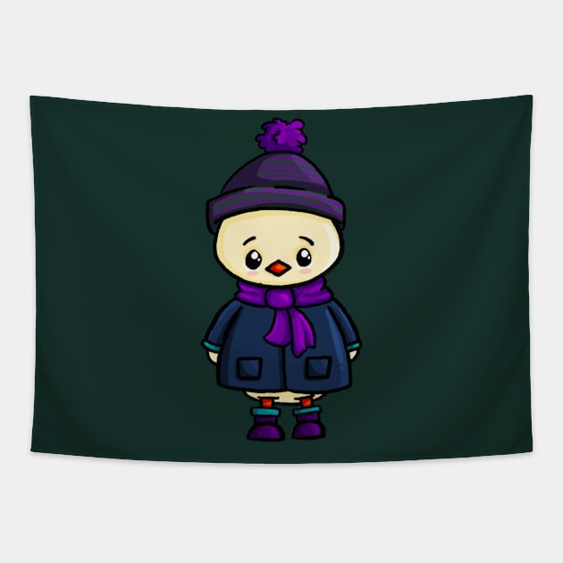 Winter-loving Ducky in his Scarf and Hat Tapestry by Fun4theBrain