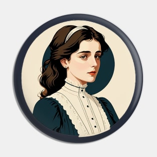 Edwardian Gibson Girl with Tired Eyes Pin