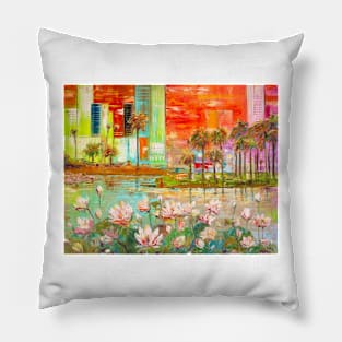 Lotus Flowers. Los Angeles Pillow