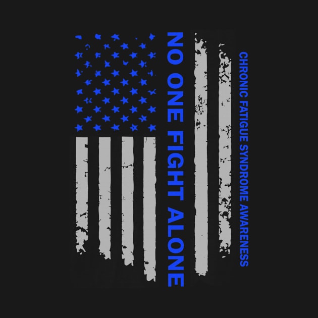 No One Fight Alone Chronic Fatigue Syndrome Awareness Flag American Blue Ribbon Warrior by celsaclaudio506