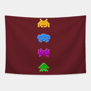 3D Space Invaders vertical Tapestry