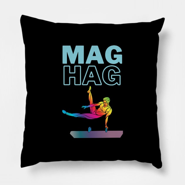 MAG HAG blue Pillow by Half In Half Out Podcast