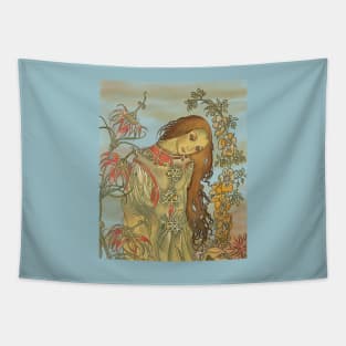 Pre-Raphaelite Girl 2 (Blue) Tapestry