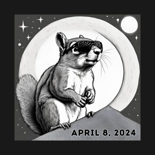 2024 Total Solar Sun Eclipse Watching Squirrel April 8 T-Shirt