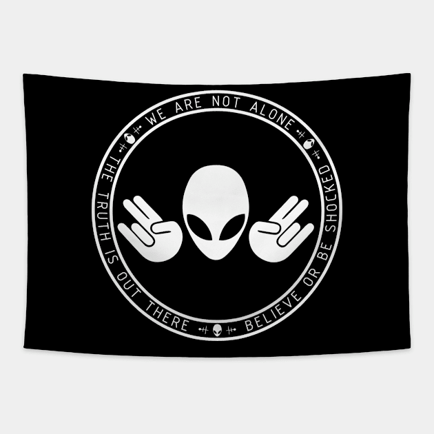 Alien Shocker (Dark Background) Tapestry by HiLoDesigns