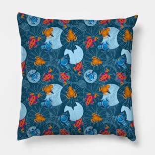 Frogs in my lily pond | Blue Teal Color palette Pillow