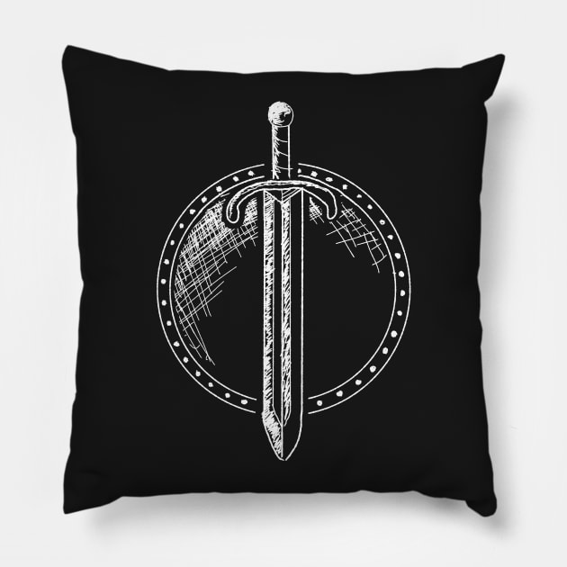 Sword and shield Pillow by themanyartsofknight