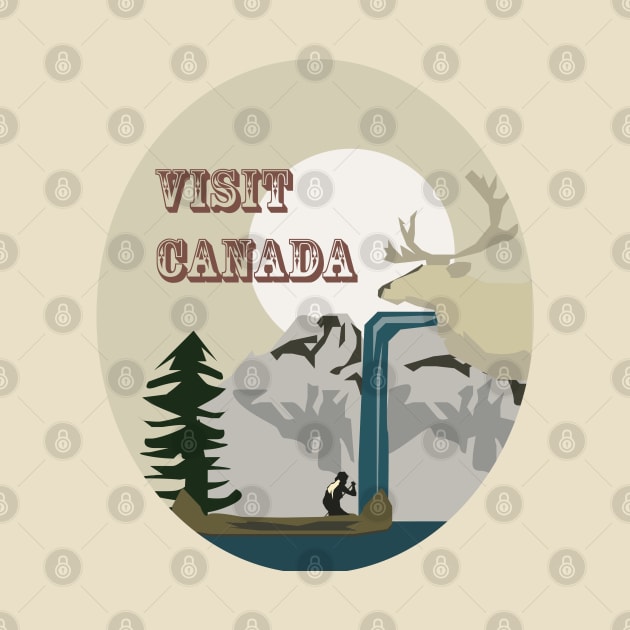 Visit Canada Retro Wilderness Landscape by MichelleBoardman