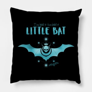 Twinkle Little Bat - Goth Fashion - Alice in Wonderland - bat, star, skull, halloween, emo, blue, aqua Pillow