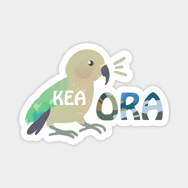 Kea Ora Kea Kia Ora New Zealand Bird Greeting Maori Pun Magnet by yellowpomelo