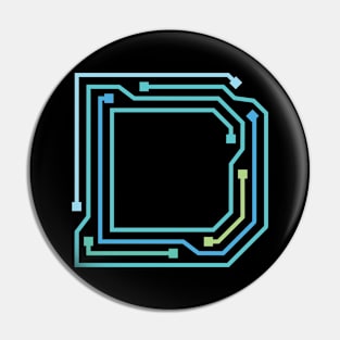 Alphabet D Circuit Typography Design Pin