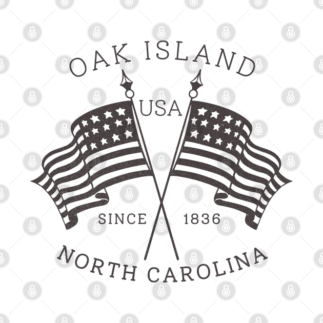 Oak Island, NC Summertime Vacationing Patriotic Flags by Contentarama