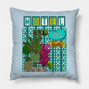 Breeze Block Motel Sign with Plants Pillow