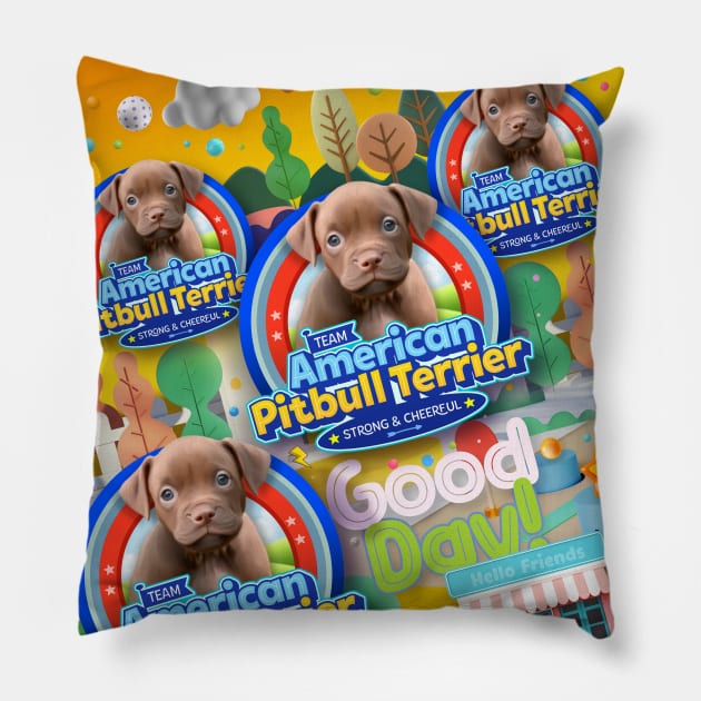 American Pitbull Terrier Puppy Pillow by Puppy & cute