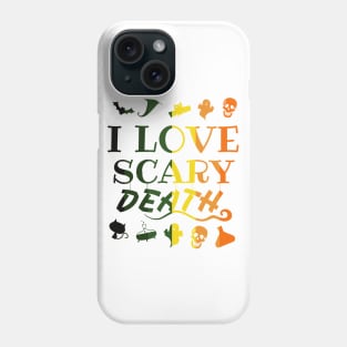 i love scary death halloween day - pumpkin and bats Phone Case