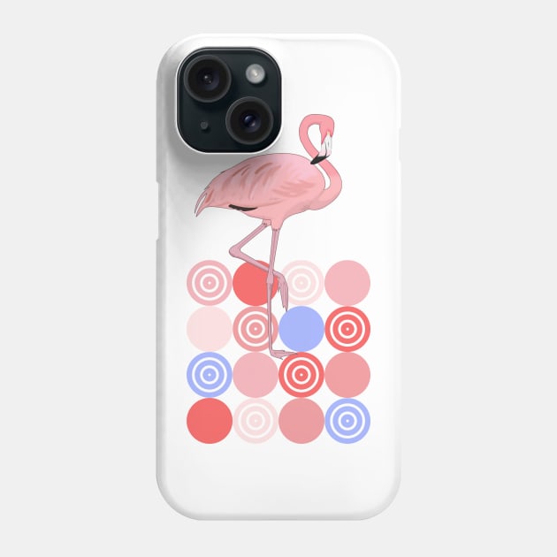 Retro Dots Shapes Midcentury Modern Flamingo Phone Case by TammyWinandArt