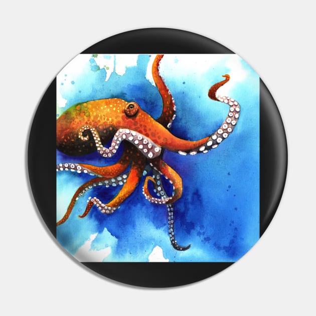 Orange Octopus Drifts Into the Blue Pin by JCPhillipps